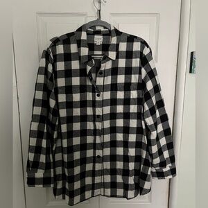 J. Crew Black & White Buffalo Plaid Plus Flannel Shirt/Shacket